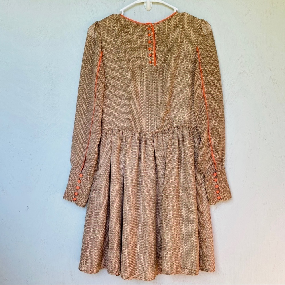 Darling Orange Boho 70s Retro Long Sleeve Dress - Picture 5 of 7